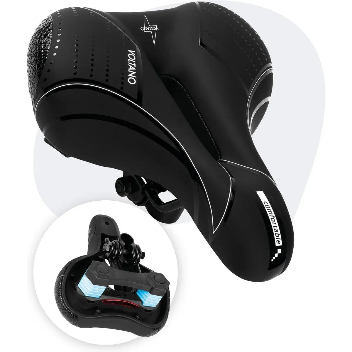 Voltano Essence Black Unisex Large Gel Saddle – Waterproof Bike Seat - Gomix Brands Outlet